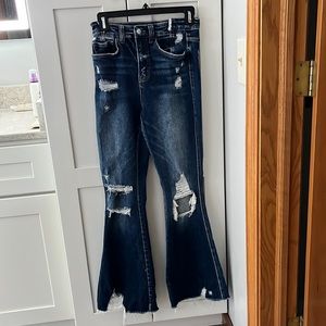 Flying monkey distressed bell bottoms